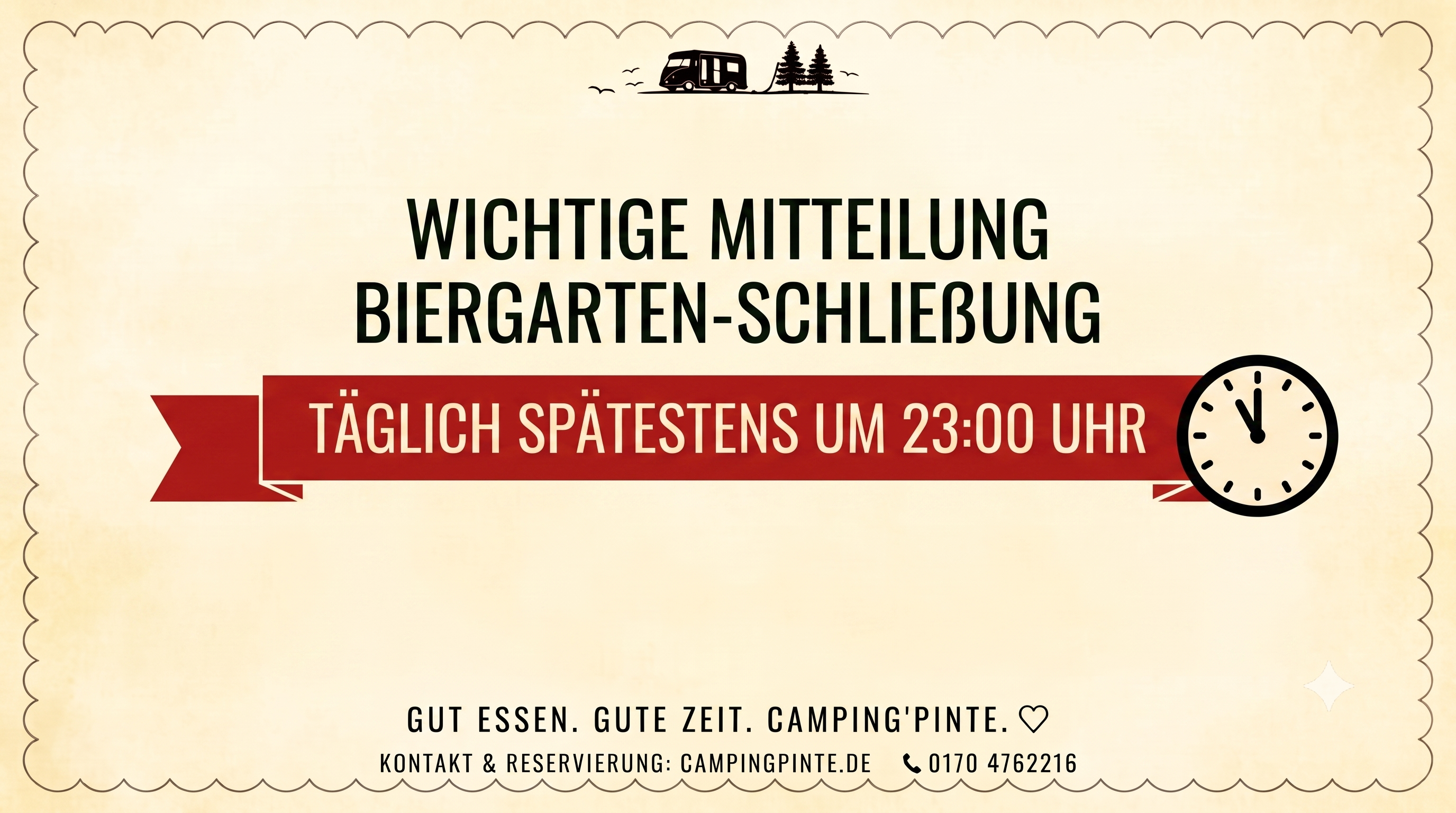 Zeitenänderungen für die Außenbereiche!